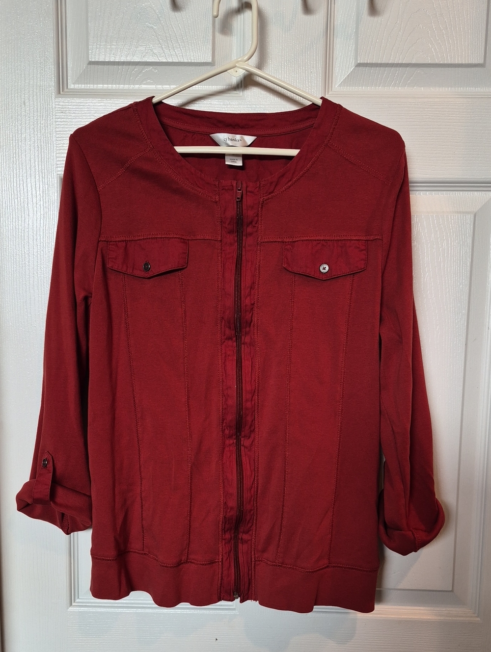 CJ Banks Rust Zip Up Cotton Jacket/layering Piece SizeX